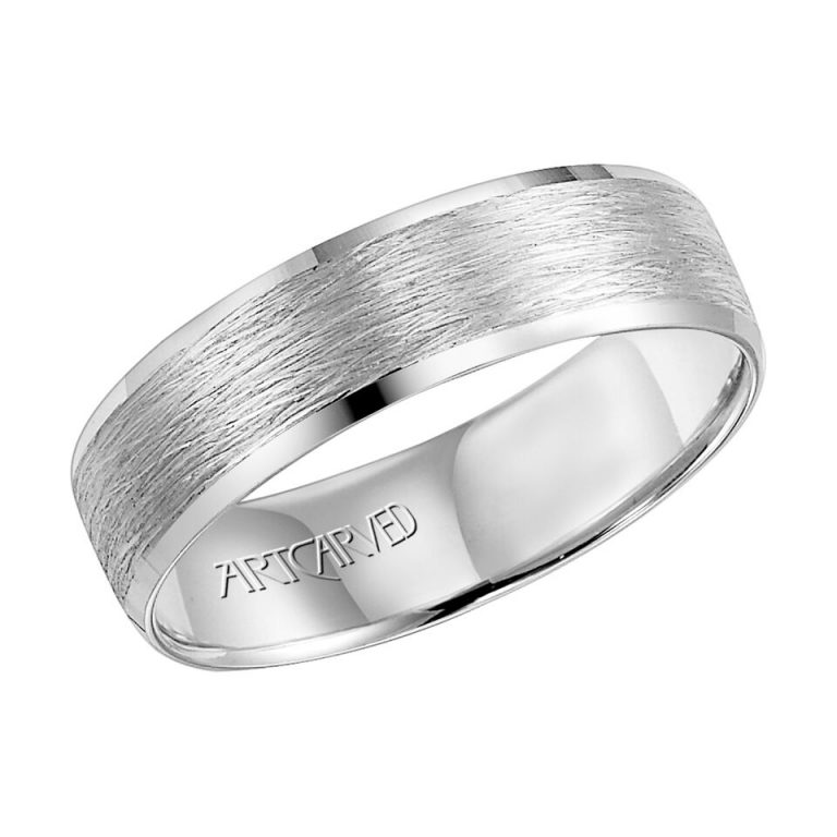 ArtCarved Lyric 8mm 14k White and Yellow Gold Inlaid Engraved Band ...